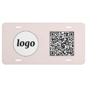 Logo QR Code Business Promotional Blush Pink License Plate