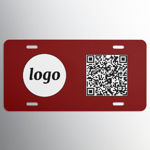 Logo QR Code Business Promotional Burgundy Red License Plate