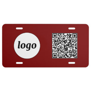 Logo QR Code Business Promotional Burgundy Red License Plate