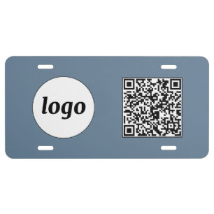 Logo QR Code Business Promotional Dusty Blue License Plate