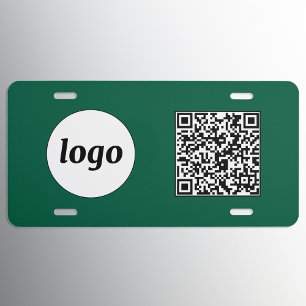 Logo QR Code Business Promotional Forest Green License Plate