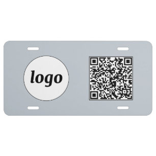 Logo QR Code Business Promotional Powder Blue License Plate