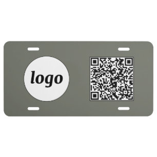 Logo QR Code Business Promotional Sage Green License Plate