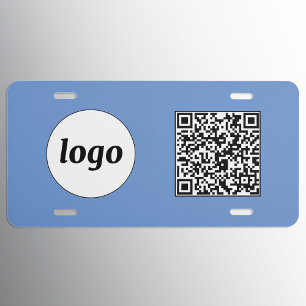 Logo QR Code Business Promotional Sky Blue License Plate