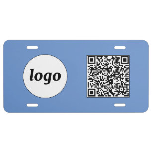 Logo QR Code Business Promotional Sky Blue License Plate