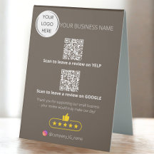 Logo QR code business review GOOGLE and YELP 
