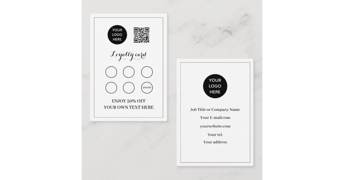 Reward Design Qr Code Logo QR Code Business Reward Punch Black White Loyalty Card | Zazzle