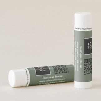 Logo QR Code Business Sage Green Corporate Lip Balm