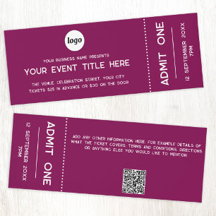 Logo QR Code Cherry Red Event Admission Ticket