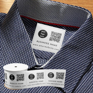 Logo QR Code Clothing Labels Sew On Sewing Tag Satin Ribbon