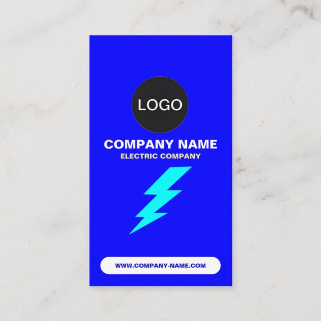 (Logo & QR Code Corporate) Electric Company Business Card (Front)