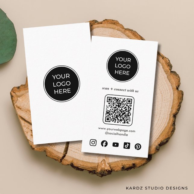  Logo QR Code Custom Social Media Icons  Business Card (Add your logo and custom social media icons. Enter URL to create QR code.)