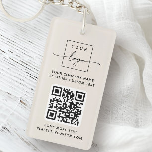 Logo QR code custom text ivory Keychain