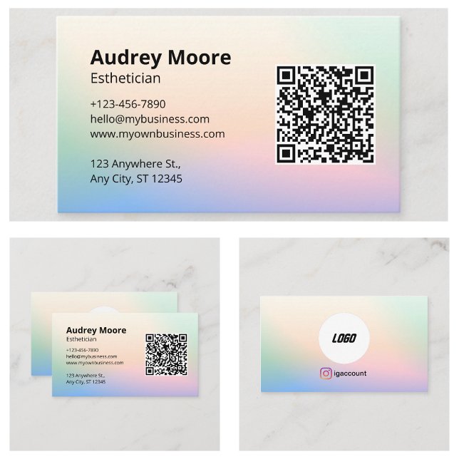 Logo QR Code Esthetician Watercolor Business Card (Logo QR Code Esthetician Watercolor Business Card
)