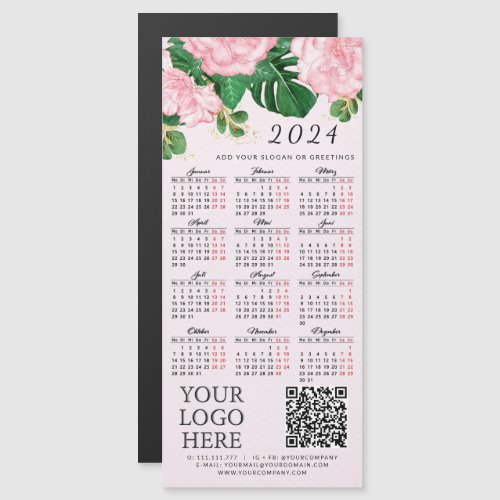 Logo QR Code German 2024 Calendar Pink Floral
