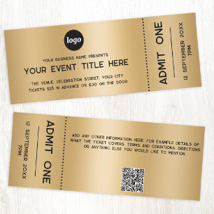 Logo QR Code Golden Event Admission Ticket