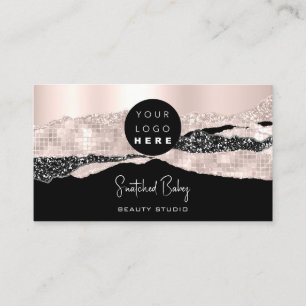 Logo QR Code Hairdresser Makeup Stroke Rose Glam Business Card