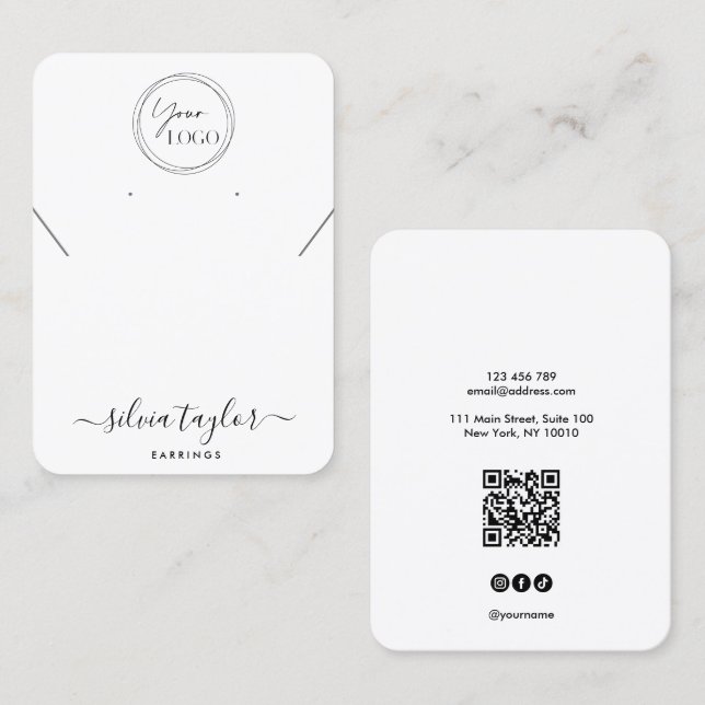 Logo QR Code jewellery necklace earring display Business Card (Front/Back)