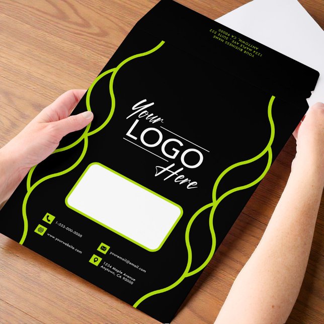 Logo QR Code Large Promotional Black Business Envelope Mailers (Logo QR Code Large Promotional Black Business Envelope Mailers)
