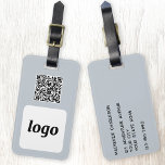 Logo QR Code Light Blue Business Promotional Luggage Tag<br><div class="desc">Simple logo and QR Code design for your business. Replace the logo, QR code destination URL and name and address details with your own - or leave the back blank. Change the background color in the design tool to customize. Ideal for as a promotional item to give to clients, customers...</div>
