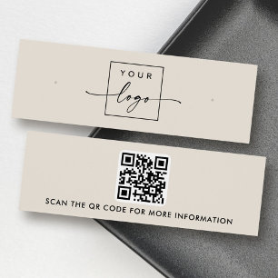 Logo QR code light tan stud earring display card