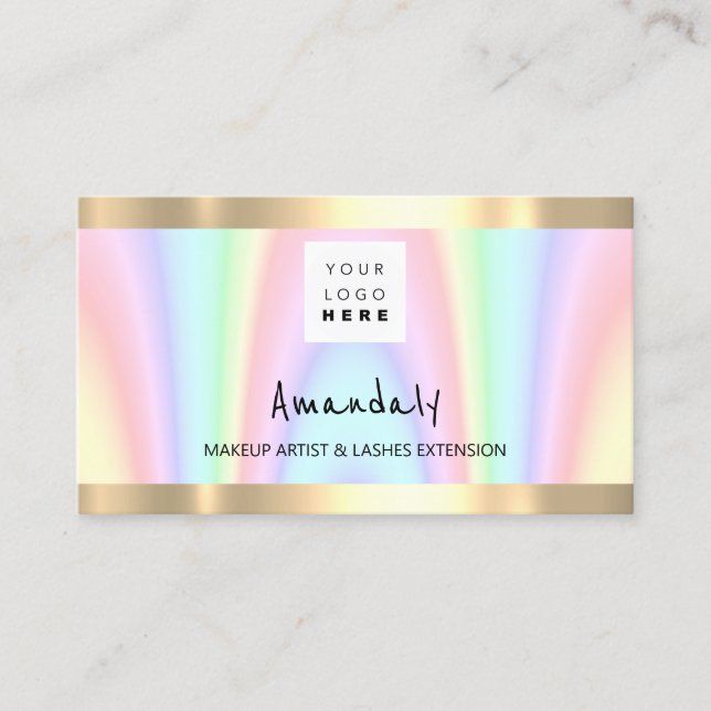 Logo QR CODE Logo Gold Holograph Beauty Business Card (Front)