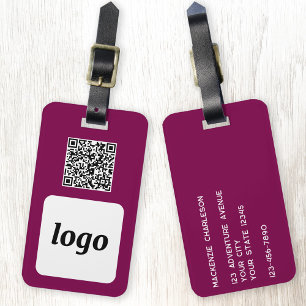 Logo QR Code Magenta PInk Business Promotional Luggage Tag