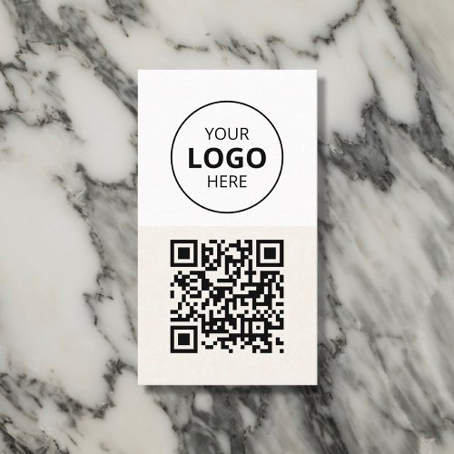 Logo QR Code Minimalist Beige Business Card