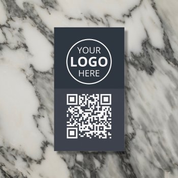 Logo Qr Code Minimalist Gray Business Card by CrispinStore at Zazzle