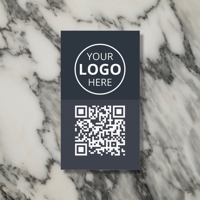 Logo QR Code Minimalist Gray Business Card (Creator Uploaded)