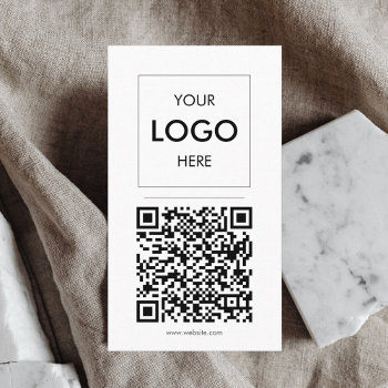 Logo Qr Code Minimalist Professional Business Card by CrispinStore at Zazzle