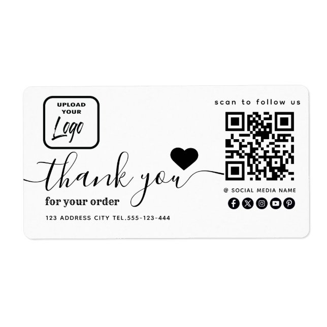 Logo qr code minimalist thank you business label (Front)