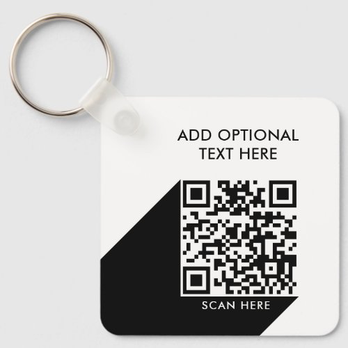 Logo  QR Code Modern Black White Keychain