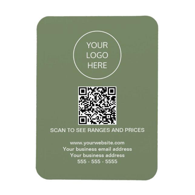 Logo QR Code Modern Sage Green Magnet (Vertical)