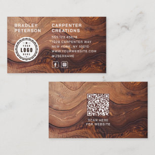 Logo QR Code Modern Wooden Carpentry Construction Business Card