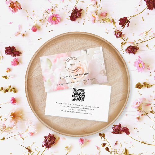 Logo QR Code Photo Overlay Florist Flower Shop Business Card