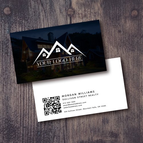 Logo QR Code Photo Overlay Real Estate Agent Business Card