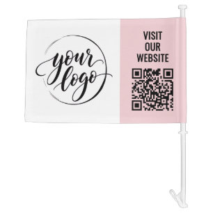 Logo QR Code Pink Business Branded Trade Show  Car Flag