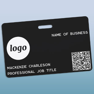 Logo QR Code Professional Business Black Name Badge