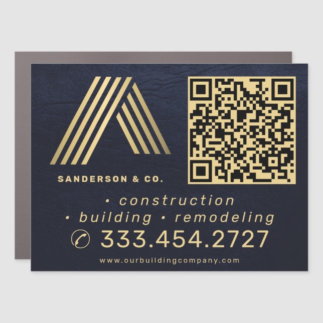 Logo QR code professional contractor Car Magnet (Front)