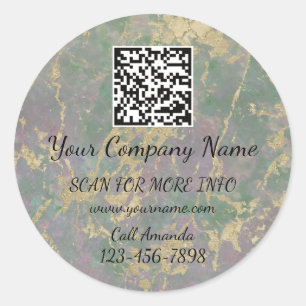 Logo QR Code Promotional Online Shop Marble Classic Round Sticker