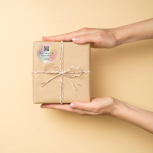 Logo QR Code Promotional Shop Holograph Floral Classic Round Sticker