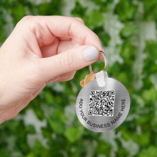 Logo QR Code Promotional Silver Keychain