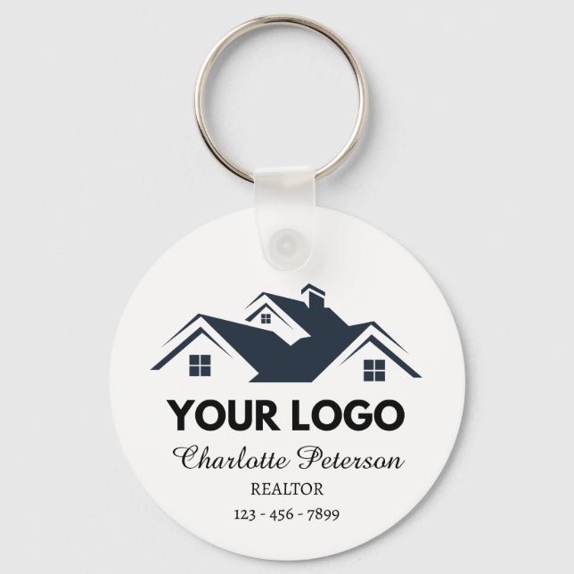  Logo & QR Code Real Estate Promotional Keychain (Front)