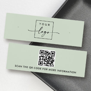 Logo QR code sage green stud earring display card