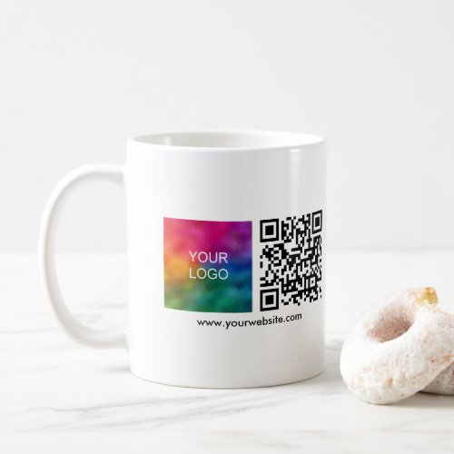 Logo QR Code Scan Me Template White Minimalist Coffee Mug