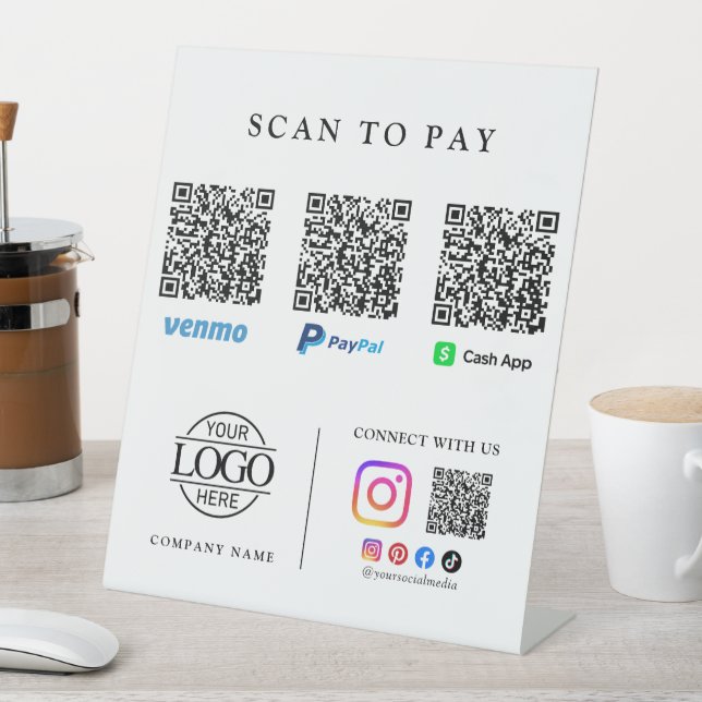 Logo Qr Code Scan To Pay Payment Tabletop Sign (In SItu)