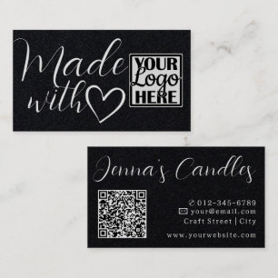 Logo QR Code Simple Kraft Paper Made With Love Business Card