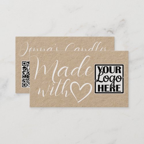  Logo QR Code Simple Kraft Paper Made With Love Business Card