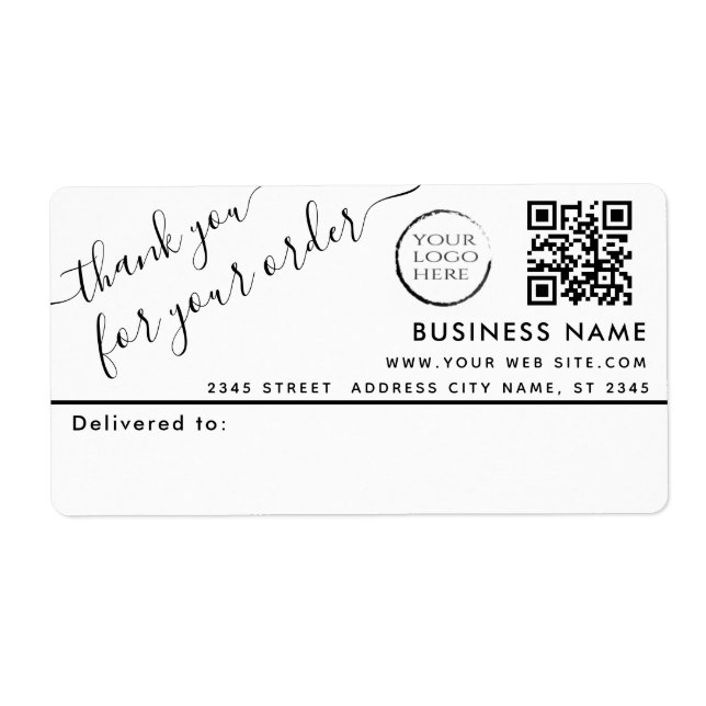 Logo QR code simple thank you business mailing Label (Front)